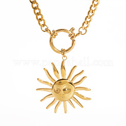 Ожерелья из кубинской цепи с подвеской в виде солнца из нержавеющей стали 304 TT3568