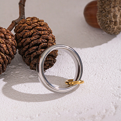 Двухцветное кольцо из нержавеющей стали 304 для женщин&nbsp;FF4336