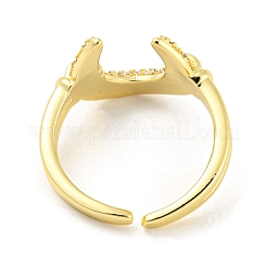 Anello a polsino aperto in ottone con micro pavé di zirconi cubici&nbsp;RJEW-C033-09G