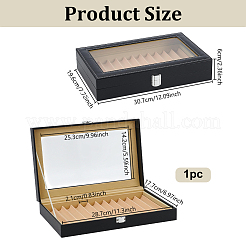Boîtes de rangement pour stylos en cuir PU noir avec couvercle transparent.&nbsp;CON-WH0107-129A