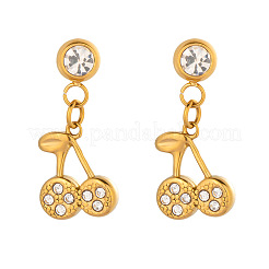 Серьги-гвоздики из нержавеющей стали с подвесками в виде вишни UT5762