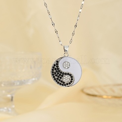 Элегантные латунные подвески с черными и белыми кубическими цирконами в стиле инь-ян&nbsp;KO6375-2