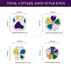 32шт 4 цвета сплава эмаль европейские бусины MPDL-SZ0001-08