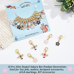 18шт сплав эмаль сакура пчела кулон украшения HJEW-PH01532