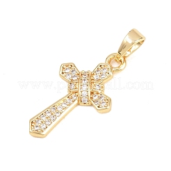 Pendenti in zirconi cubici trasparenti in micro pavè di ottone&nbsp;KK-D258-11G-01