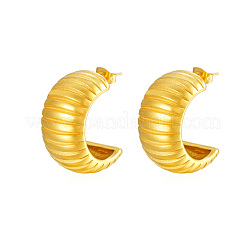 Стильные полосатые серьги-гвоздики в форме буквы С из нержавеющей стали 304 для повседневной носки CD0709