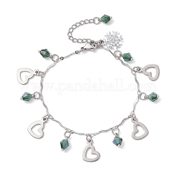 Браслеты с подвесками из нержавеющей стали и сплава 304 со стразами BJEW-JB12447-02