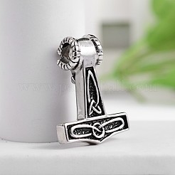 牛の頭付きアンカー 304 ステンレススチールペンダント  アンティークシルバー  31.5x23.5x10mm  穴：5mm&nbsp;STAS-M206-02AS