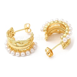 Серьги-пусеты из латуни с пластиковыми жемчужными бусинами KK-Q775-26G