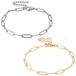 10 шт. 2 цвета 304 нержавеющая сталь браслеты-скрепки цепи для унисекс&nbsp;BJEW-BBC0001-22