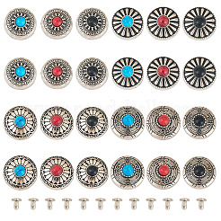 24 шт. 12 стиля кнопок из цинкового сплава и синтетической бирюзы FIND-SW0001-35