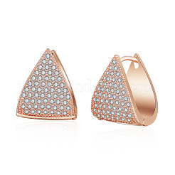 Треугольные серьги-кольца из латуни с микропаве из прозрачных кубических цирконий&nbsp;FS-WG8FAD7-02