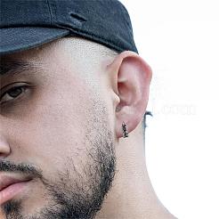 316ステンレススチール製スカルフープピアス（男性・女性用）  アンティークシルバー  13.5x15x3mm  ピン：1mm&nbsp;EJEW-SZ0001-95