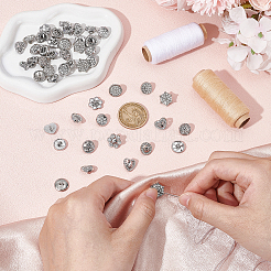 48 шт. 12-цветные пуговицы с тремя отверстиями из сплава со стразами на ножке BUTT-GA0001-43P