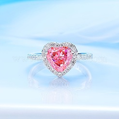 Кольца-манжеты в форме сердца из латуни с микропаве из ярко-розового кубического циркония для женщин&nbsp;FS-WGE18ED-02