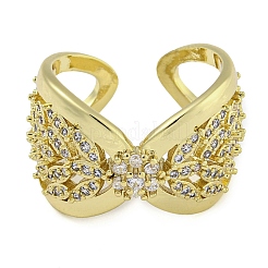 Открытые манжеты из латуни Infinity с микропаве и прозрачным фианитом&nbsp;RJEW-Z046-05G-02