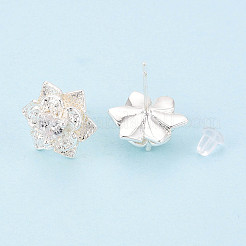 Серьги-гвоздики с прозрачным паве из латуни с кубическим цирконием KK-T077-20S