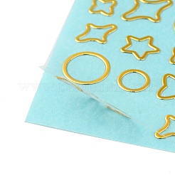 真鍮の粘着性の絵のステッカー  電話ケースの装飾用の金属デカール  スター  月模様  50x75x0.1mm  ステッカー：5.5~10x5.5~9.5mm&nbsp;DIY-C059-01F