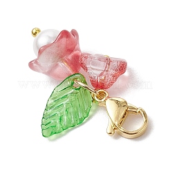 5 шт. 5-х цветные цветочные акриловые и gkass подвесные украшения HJEW-JM02854