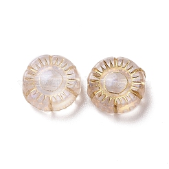 メッキクリアアクリルビーズ  ゴールドライン入り  花  透明  10x4mm  穴：1.6mm  1770個/ 500g&nbsp;OACR-P013-17