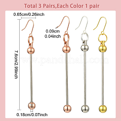 3 пара двухцветных пластиковых сережек-подвесок&nbsp;EJEW-YW0001-20