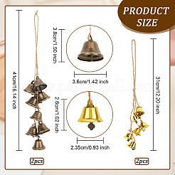 4 шт. 2 стильных железных колокольчиков подвесные украшения HJEW-OC0001-16