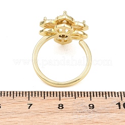 Anneau de manchette rotatif en zircone cubique fleur pour calmer la méditation inquiète&nbsp;RJEW-P025-01A