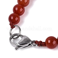 Colliers de perles rondes et coniques en agate rouge naturelle&nbsp;NJEW-N064-03L