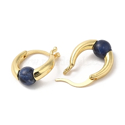 Boucles d'oreilles créoles rondes en sodalite naturelle&nbsp;EJEW-A099-03G-06
