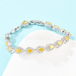 Теннисные браслеты из платиновой латуни с микропаве из кубических цирконий&nbsp;BJEW-B160-05P