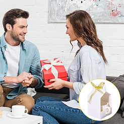 Квадратные бумажные коробки для хранения подарков с лентой CON-WH0089-115