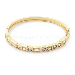 Женские браслеты на шарнирах из латуни с микропаве и прозрачным фианитом BJEW-K274-10G