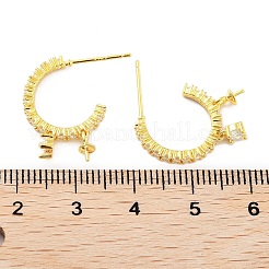 925 стерлинговое серебро с фурнитурой для сережек-гвоздиков с кубическим цирконием. EJEW-B038-11G