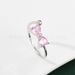 Регулируемые манжеты-кольца из стерлингового серебра с кубическим цирконием для женщин RJEW-B128-07