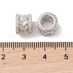 Laiton micro pave zircon cubique transparent perles européennes&nbsp;KK-B100-047P
