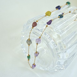 Ожерелья из натуральной смешанной каменной крошки и нержавеющей стали ручной работы для женщин FS-WGA6ABB-01