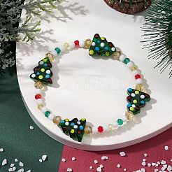 Stretch-Armbänder aus runden Glasperlen und Weihnachtsbaumperlen für Damen&nbsp;X1-BJEW-TA00503
