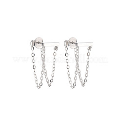 Серьги-гвоздики из латунного троса с цепочкой&nbsp;FS-WGC480B-01