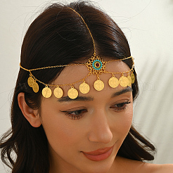 Элегантный цинковый сплав винтажный цветок монета кисточка украшения для волос латунные цепочки для женщин праздничная и праздничная одежда YP6332