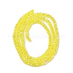 電気メッキガラスビーズセット  ABカラーメッキ  ファセットロンデル  シャンパンイエロー  3x2mm  穴：0.5mm  約135~140個/連  32~34cm&nbsp;X-EGLA-R048-2mm-22