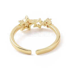 Прозрачное кубическое циркониевое кольцо-манжета с выдолбленной звездой&nbsp;RJEW-E072-23G