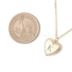 Сердце с буквой латунный кулон кабель цепь ожерелья NJEW-JN05377-03