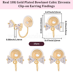 10 шт. латунная фурнитура для сережек-клипс с микропаве из прозрачного кубического циркония&nbsp;KK-BBC0022-19