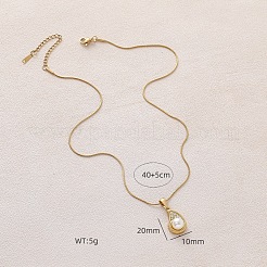 Ожерелья с подвесками в форме капли из нержавеющей стали 304 с искусственным жемчугом и прозрачным стеклом&nbsp;EB8017