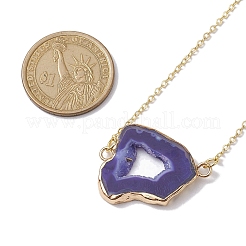 Гальванические ожерелья с подвеской из натурального агата и жеода для женщин&nbsp;NJEW-JN04730