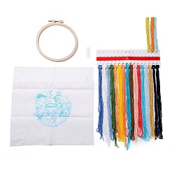 Стартовый набор для вышивания с узором в виде цветка и чашки своими руками DIY-C038-06