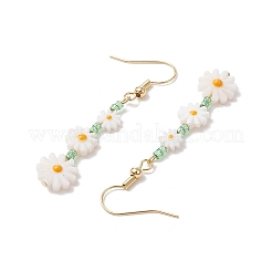 Серьги-подвески из натуральной пресноводной ракушки в виде цветка&nbsp;EJEW-JE06338-01