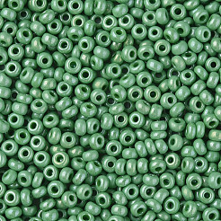 8/0 チェコ不透明ガラスシードビーズ  光沢のある  ラウンド  ミディアムシーグリーン  3x2mm  穴：1mm  約500 G /袋&nbsp;SEED-N004-003A-02