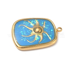 Подвески из нержавеющей стали 304 из эпоксидной смолы с натуральными ракушками и пайетками внутри&nbsp;STAS-L026-17G-O03