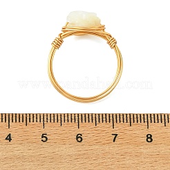Fingerringe aus natürlichem Trochiden-/Trochus-Muschelgewebe mit Kupferdraht für Damen&nbsp;RJEW-JR01054